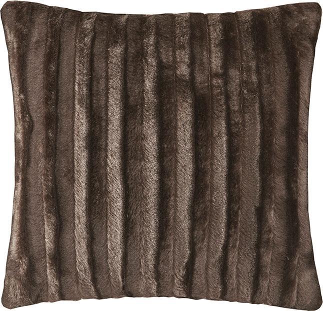 Olliix.com Pillows - Duke Modern/Contemporary Faux Fur Square Pillow 20x20" Brown