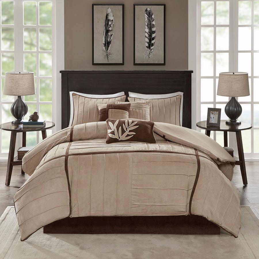 Olliix.com Comforters & Blankets - Dune 7 Piece Comforter Set Beige Queen