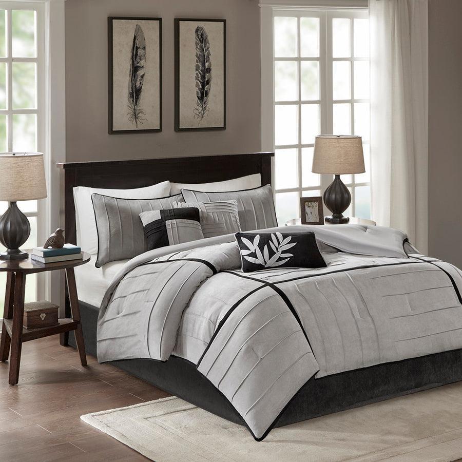 Olliix.com Comforters & Blankets - Dune Casual 7 Piece Comforter Set Gray Queen