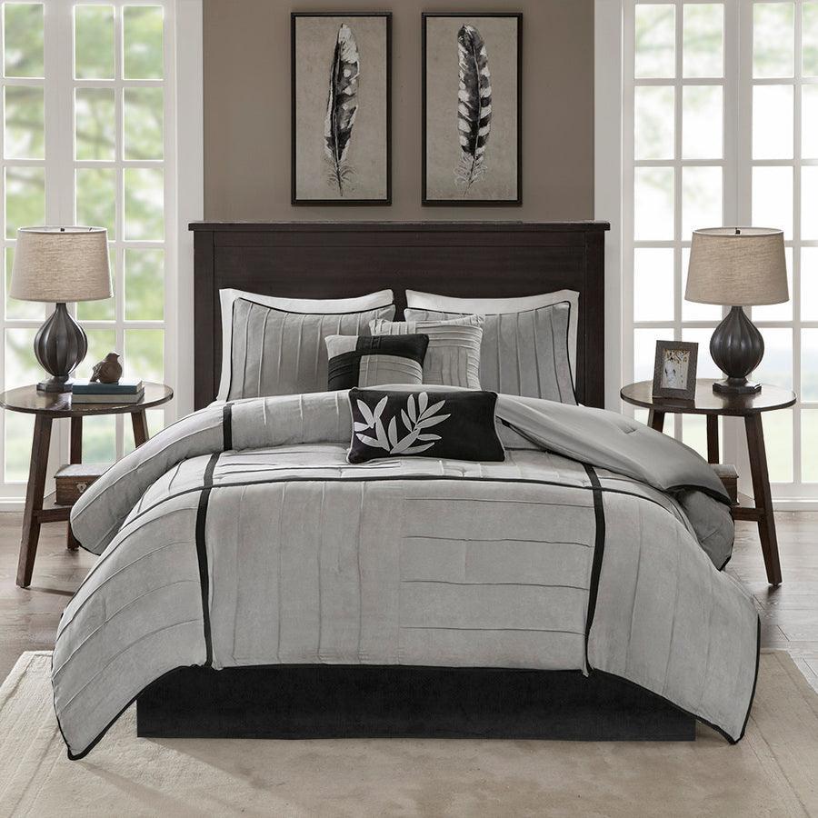 Olliix.com Comforters & Blankets - Dune Casual 7 Piece Comforter Set Gray Queen