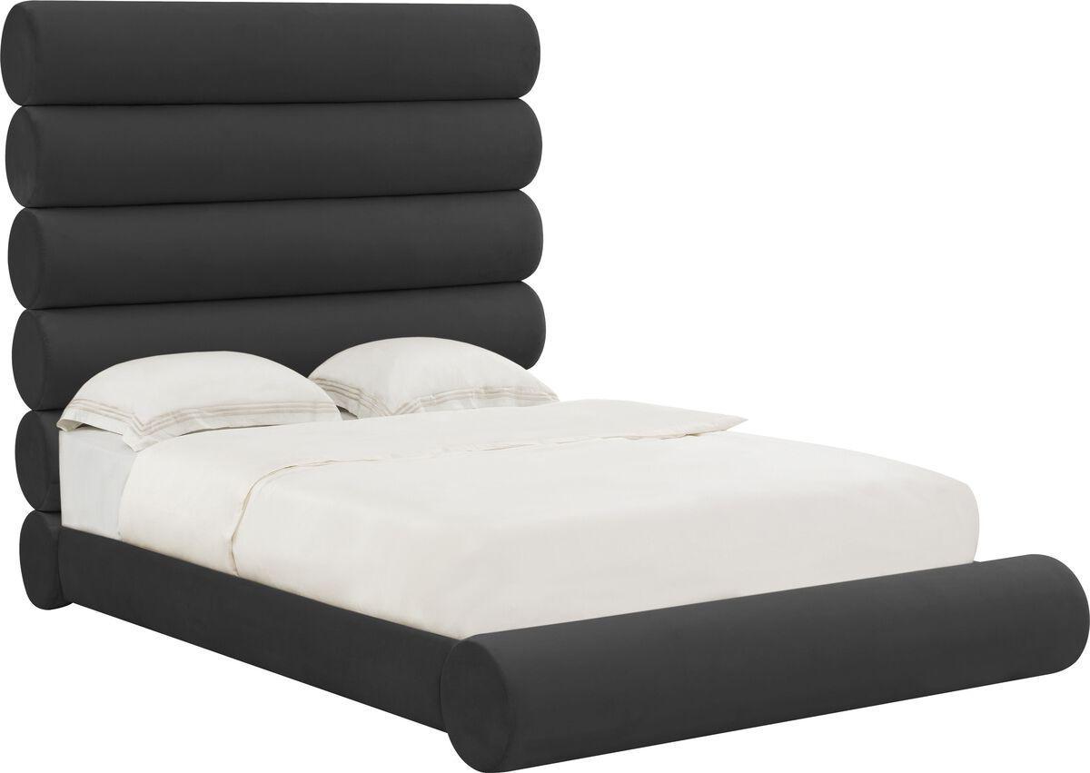 Tov Furniture Beds - Durwin Black Velvet Bed in Queen