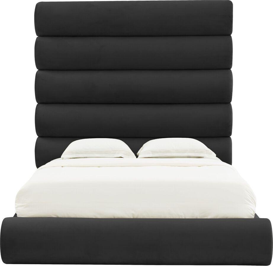 Tov Furniture Beds - Durwin Black Velvet Bed in Queen