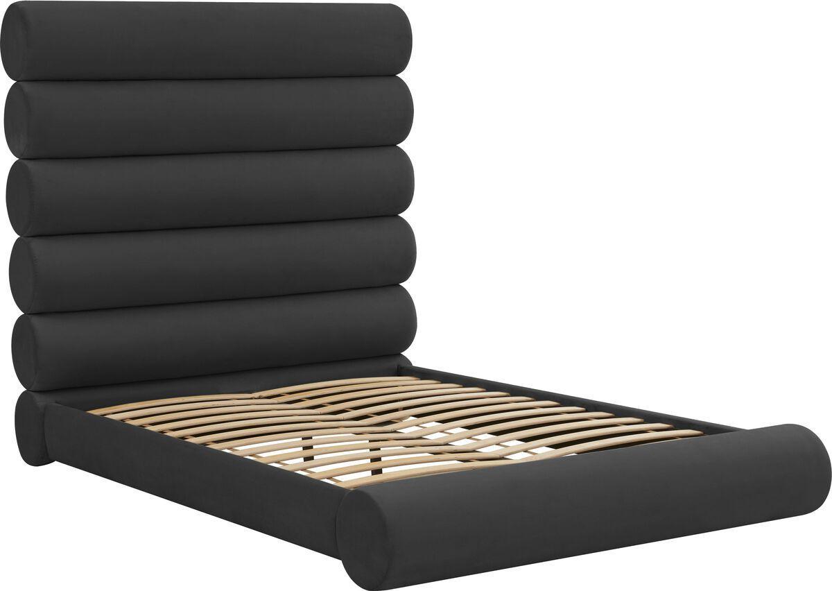 Tov Furniture Beds - Durwin Black Velvet Bed in Queen