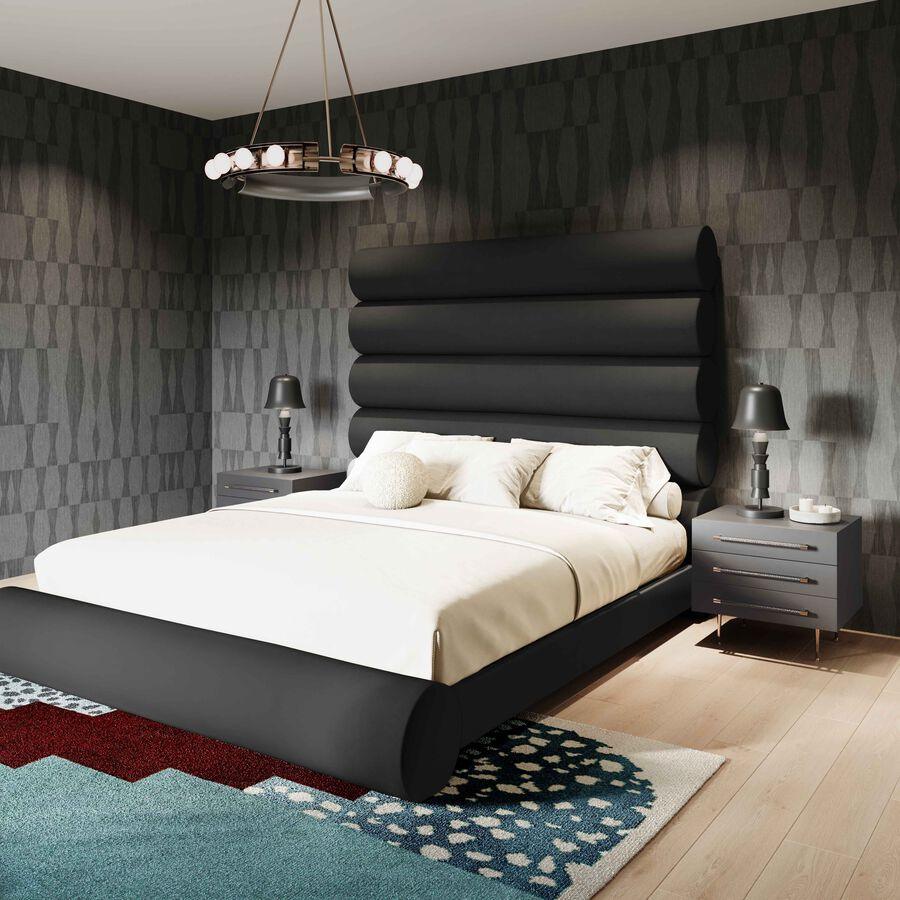Tov Furniture Beds - Durwin Black Velvet Bed in Queen