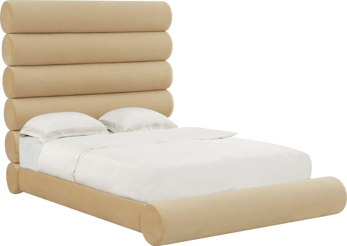 Tov Furniture Beds - Durwin Champagne Velvet Bed in King