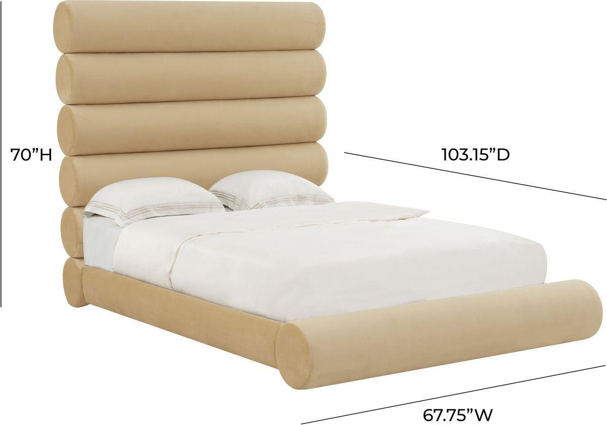 Tov Furniture Beds - Durwin Champagne Velvet Bed in Queen