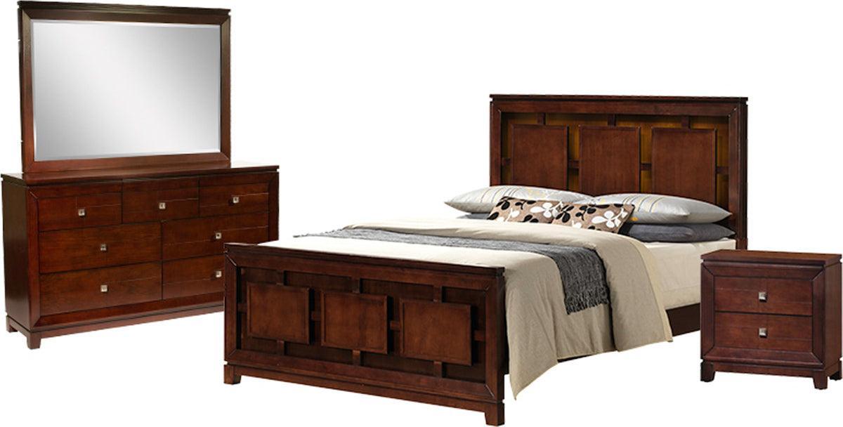Elements Bedroom Sets - Easton King Panel 4PC Bedroom Set Cherry