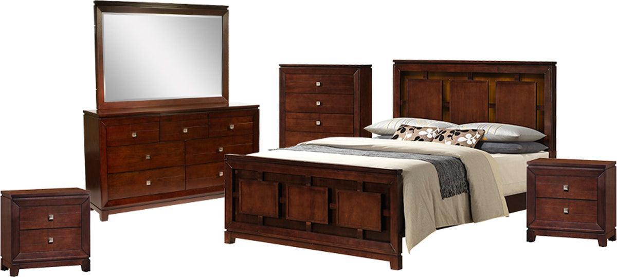 Elements Bedroom Sets - Easton King Panel 6PC Bedroom Set Cherry