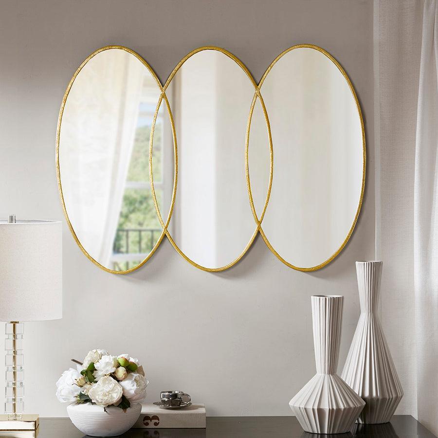 Olliix.com Mirrors - Eclipse Oval Wall Decor Mirror, Large Size 40X30" Gold