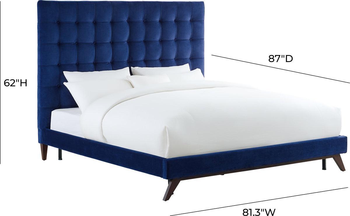 Tov Furniture Beds - Eden Navy Velvet Bed in King Antique Brown & Navy