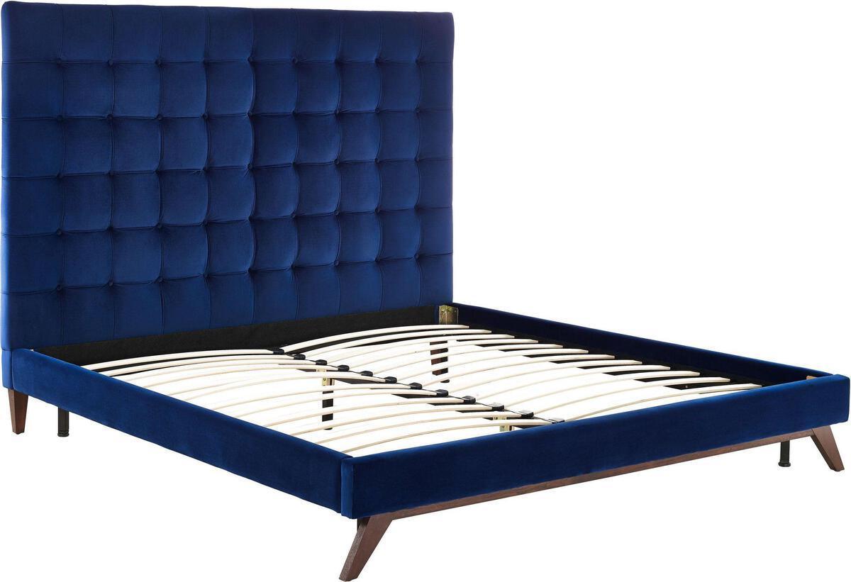 Tov Furniture Beds - Eden Navy Velvet Bed In Queen