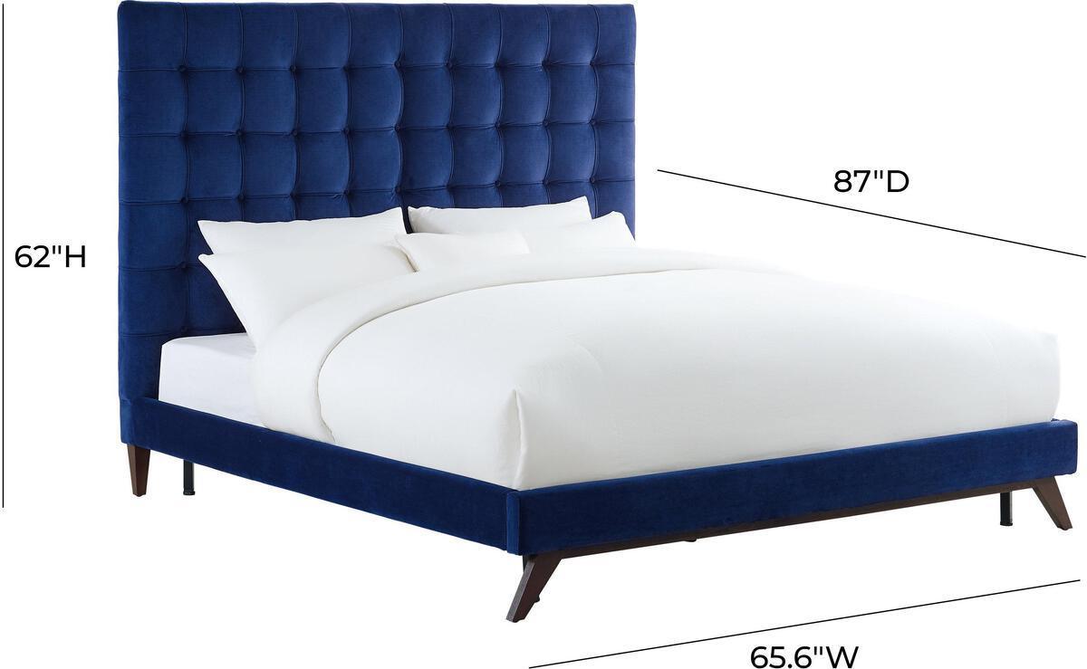 Tov Furniture Beds - Eden Navy Velvet Bed In Queen