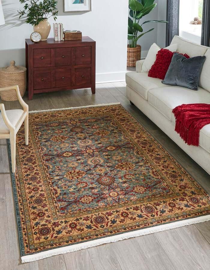Unique Loom Indoor Rugs - Edinburgh Bohemian Palace Rectangular Rug Light Blue
