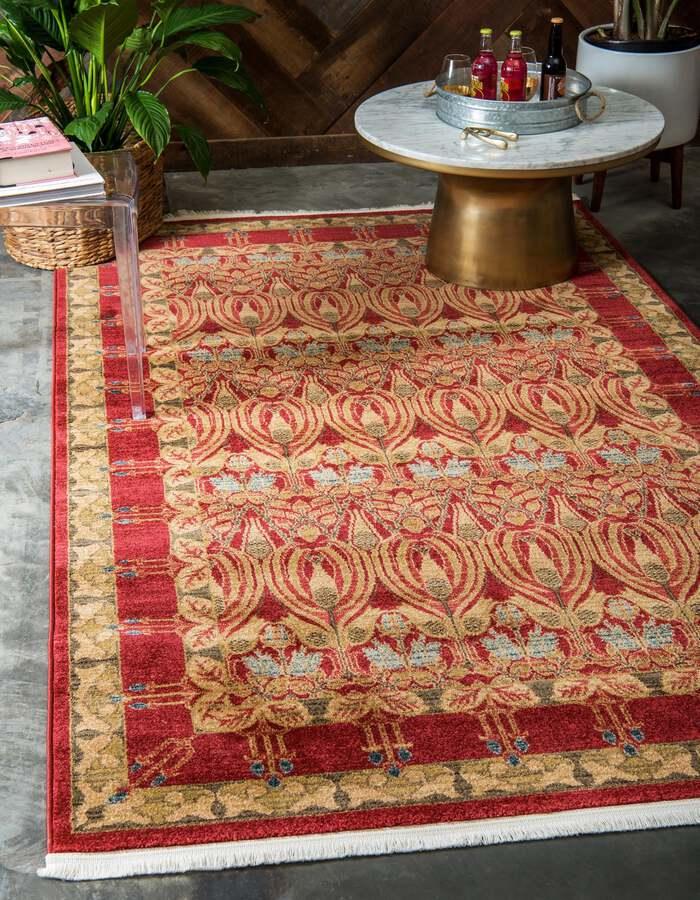Unique Loom Indoor Rugs - Edinburgh Bohemian Palace Rectangular Rug Red/Tan