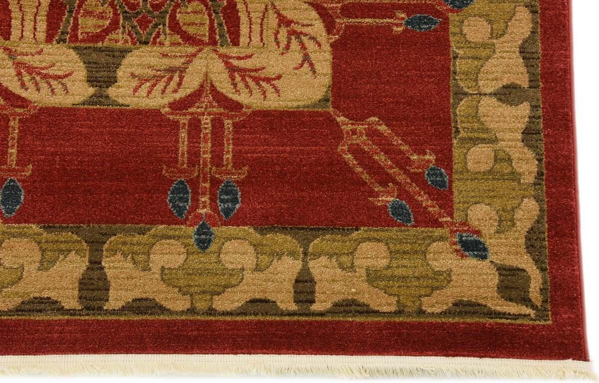 Unique Loom Indoor Rugs - Edinburgh Bohemian Palace Rectangular Rug Red/Tan