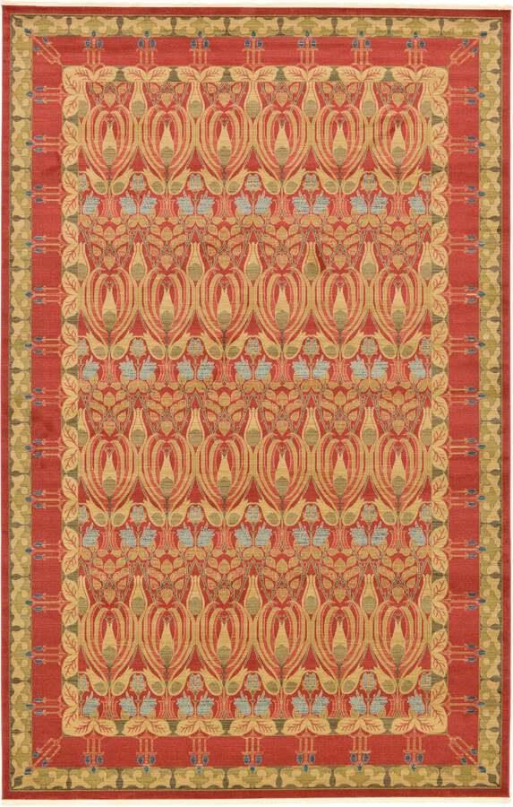 Unique Loom Indoor Rugs - Edinburgh Bohemian Palace Rectangular Rug Red/Tan