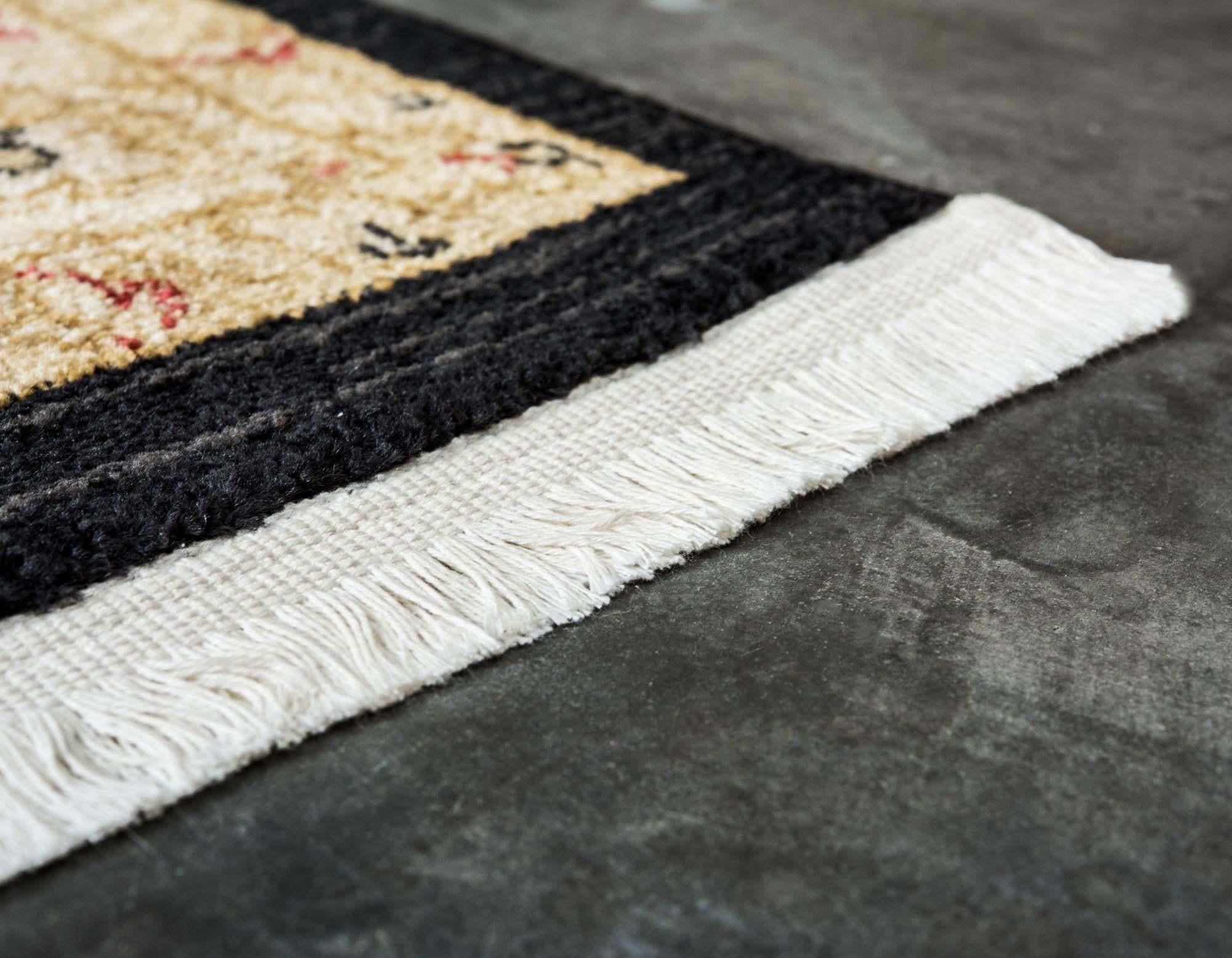 Unique Loom Indoor Rugs - Edinburgh Floral Rectangular 8x11 Rug Black & Beige