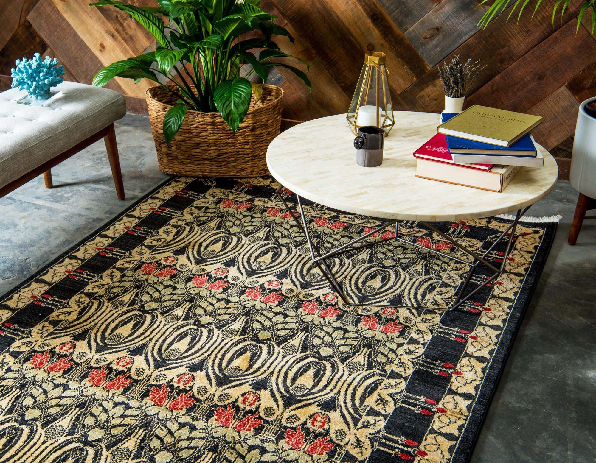 Unique Loom Indoor Rugs - Edinburgh Geometric Rectangular 9x12 Rug Black & Beige
