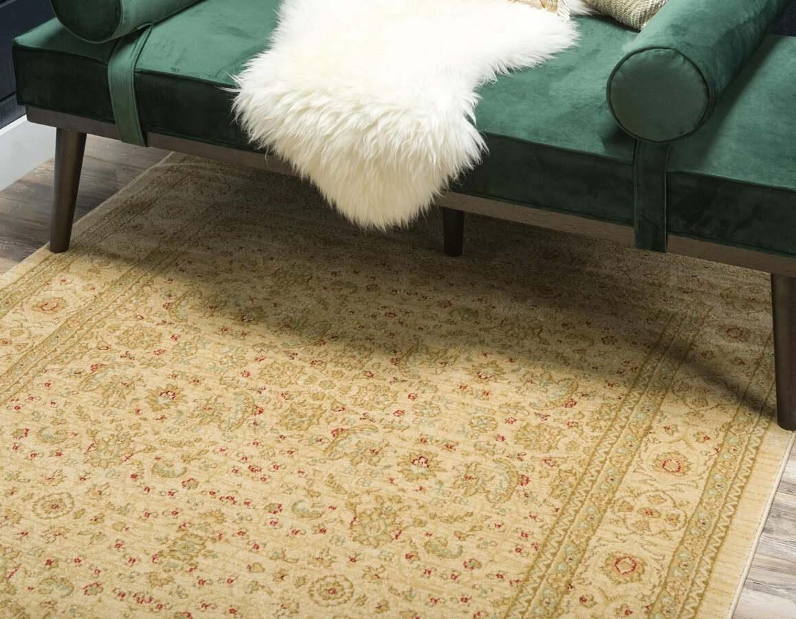 Unique Loom Indoor Rugs - Edinburgh Traditional Palace Rectangular Rug Beige/Light Green