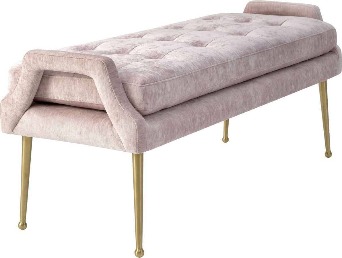 Tov Furniture Benches - Eileen Slub Velvet Blush Bench Pink