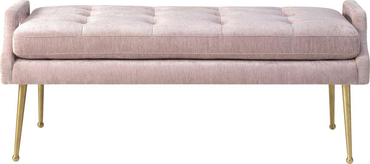Tov Furniture Benches - Eileen Slub Velvet Blush Bench Pink