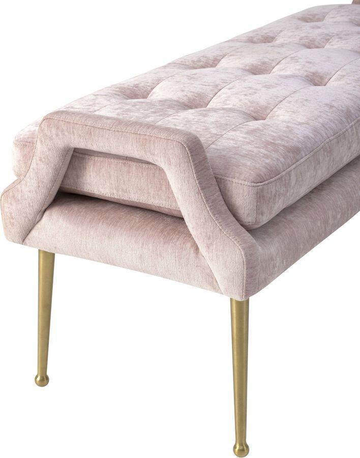 Tov Furniture Benches - Eileen Slub Velvet Blush Bench Pink