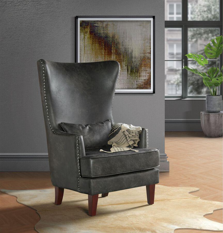 Elements Accent Chairs - Elia Chair with Chrome Nails Sierra Charcoal