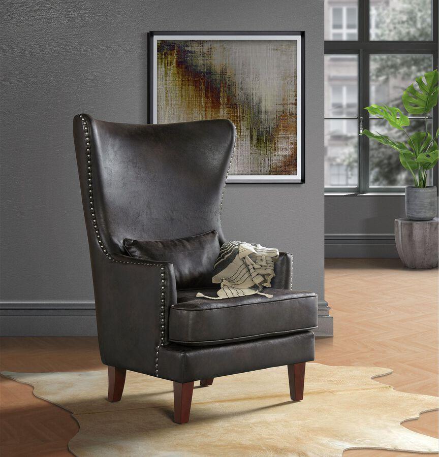 Elements Accent Chairs - Elia Chair with Chrome Nails Sierra Espresso