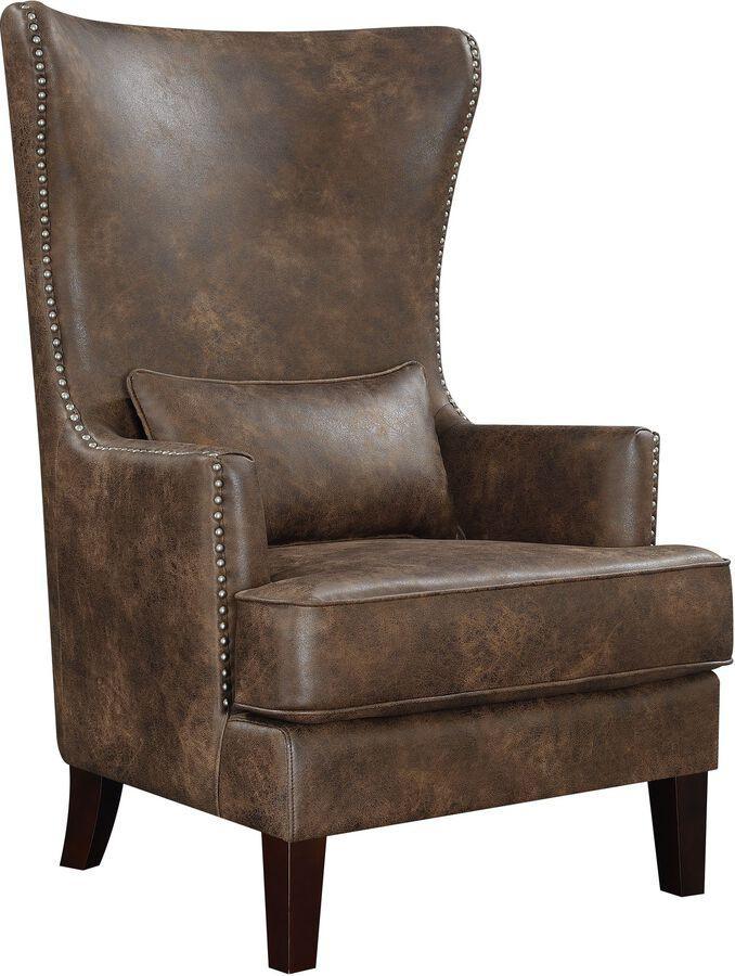 Elements Accent Chairs - Elia Chair with Chrome Nails Sierra Toffee