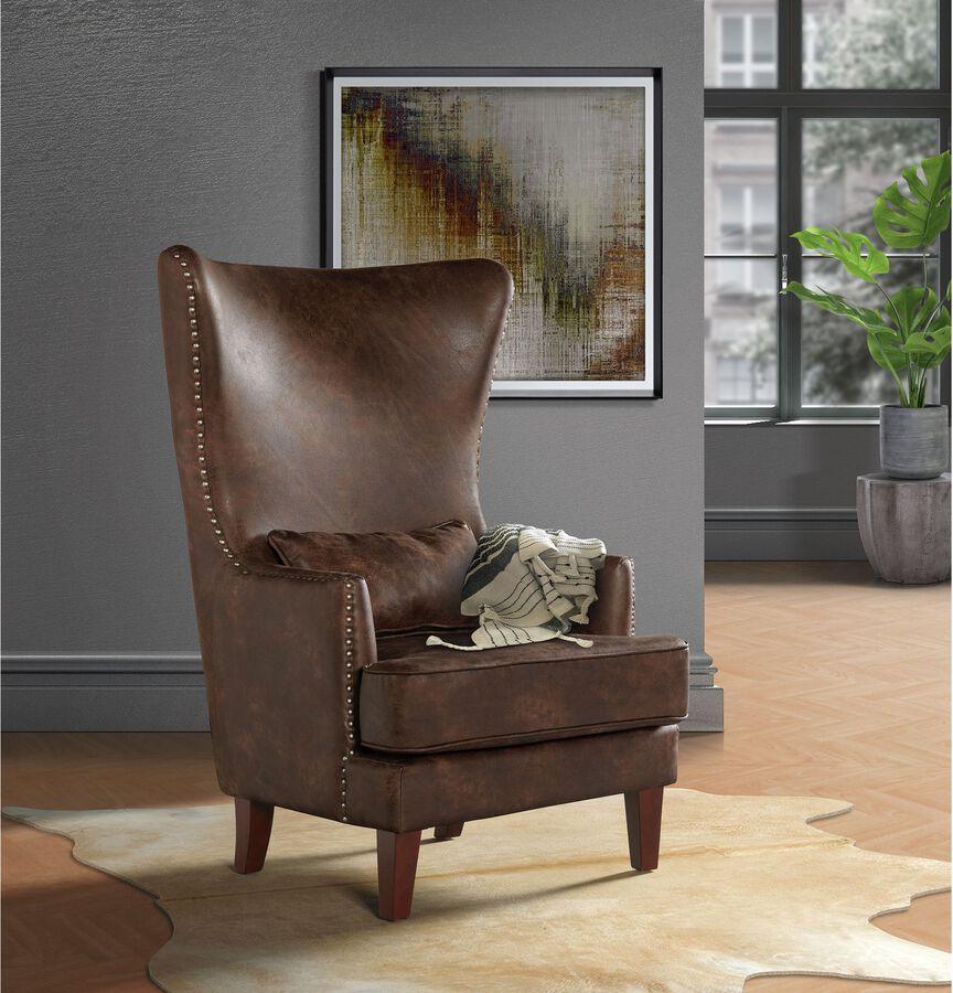 Elements Accent Chairs - Elia Chair with Chrome Nails Sierra Toffee