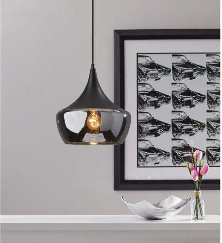 Adesso Ceiling Lights - Eliza Pendant- Black Smoked Glass