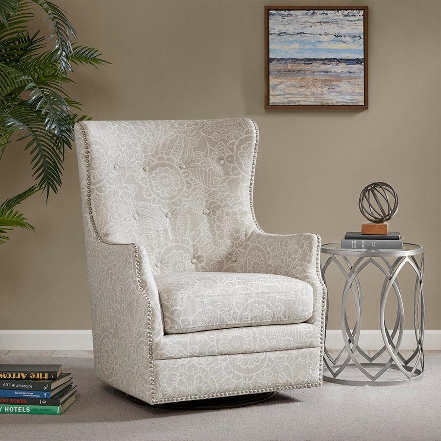 Olliix.com Accent Chairs - Ella Swivel Glider Chair Cream