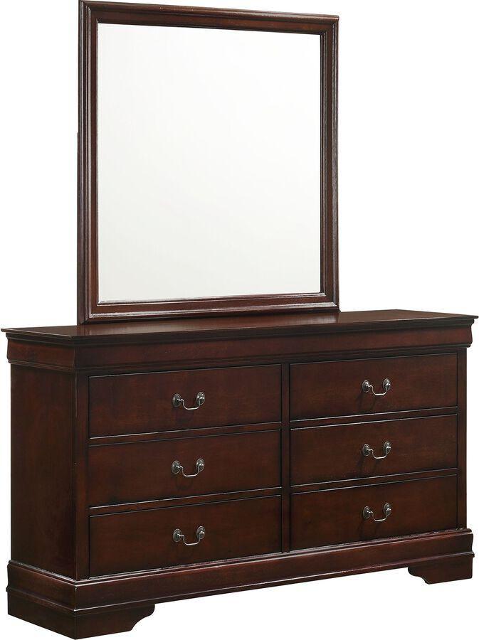 Elements Dressers - Ellington 6-Drawer Dresser & Mirror In Cherry