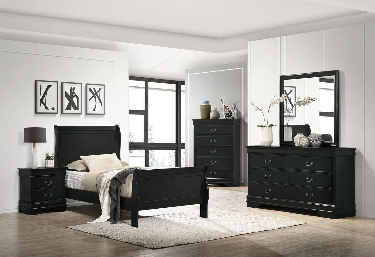 Elements Bedroom Sets - Ellington Full Panel 3Pc Bedroom Set In Black