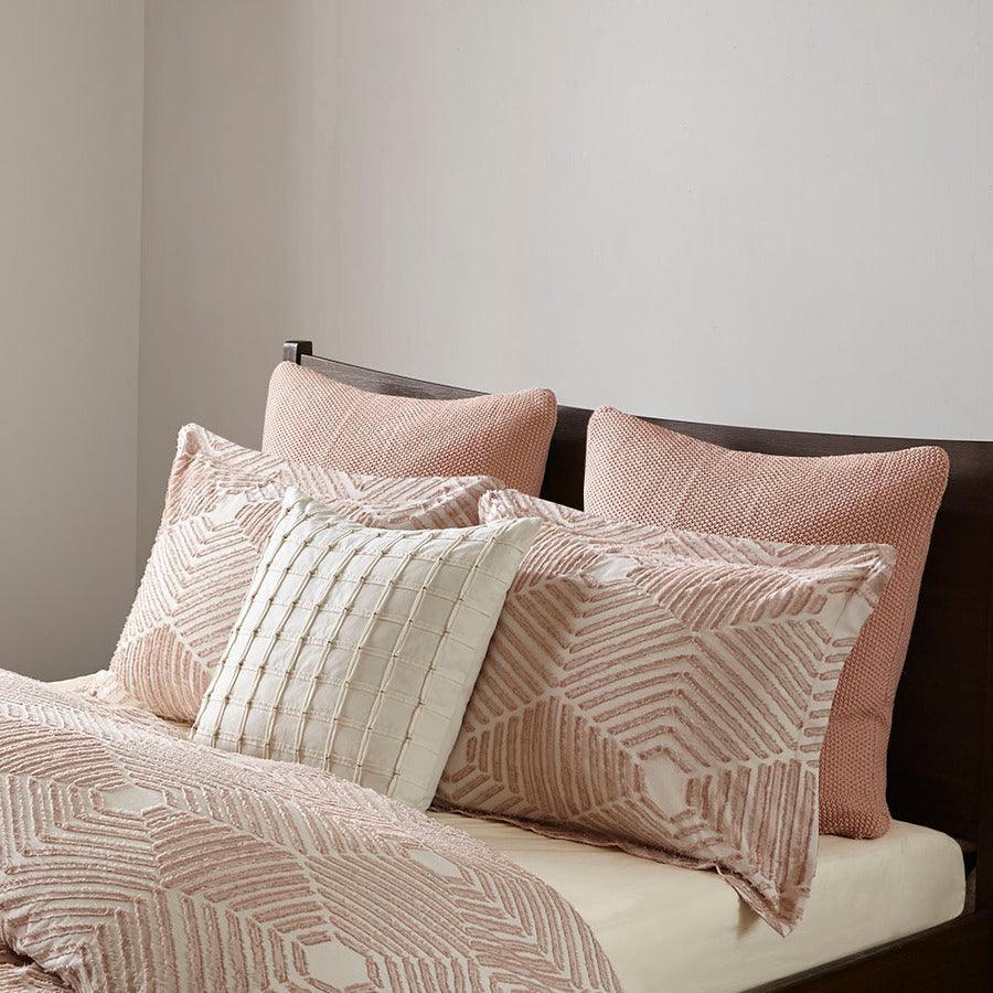 Olliix.com Comforters & Blankets - Ellipse Cotton Jacquard Comforter Set Blush Full/Queen