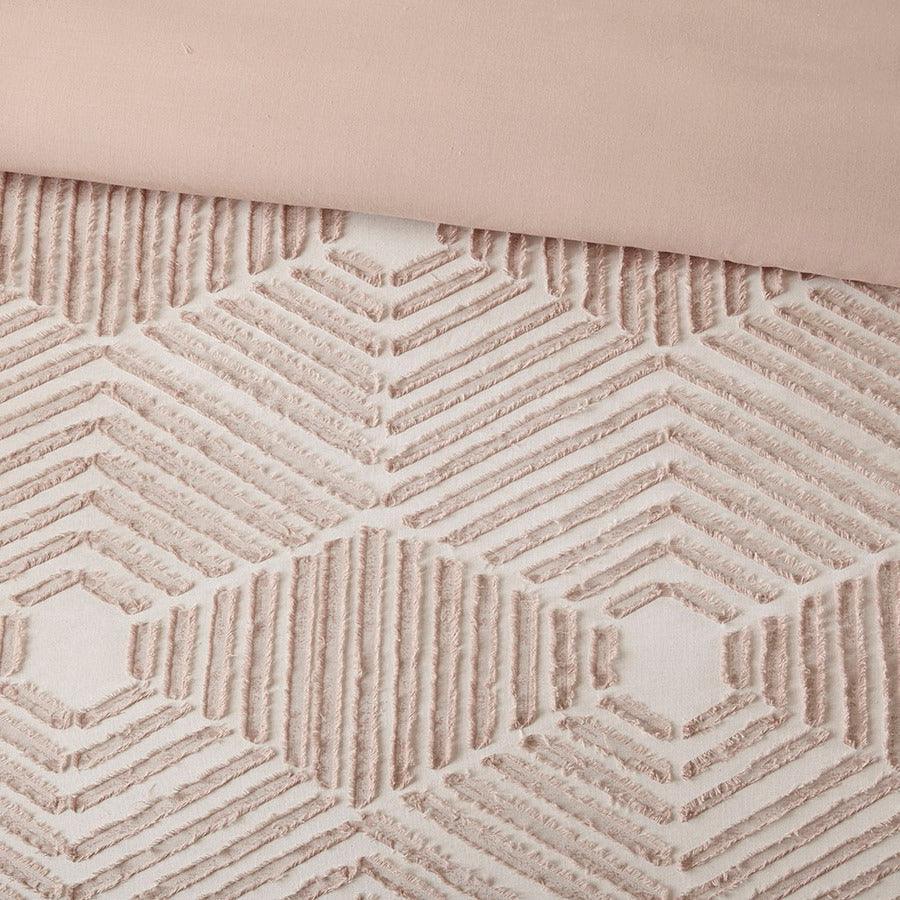 Olliix.com Duvet & Duvet Sets - Ellipse Full/Queen Cotton Jacquard Duvet Cover Set Blush