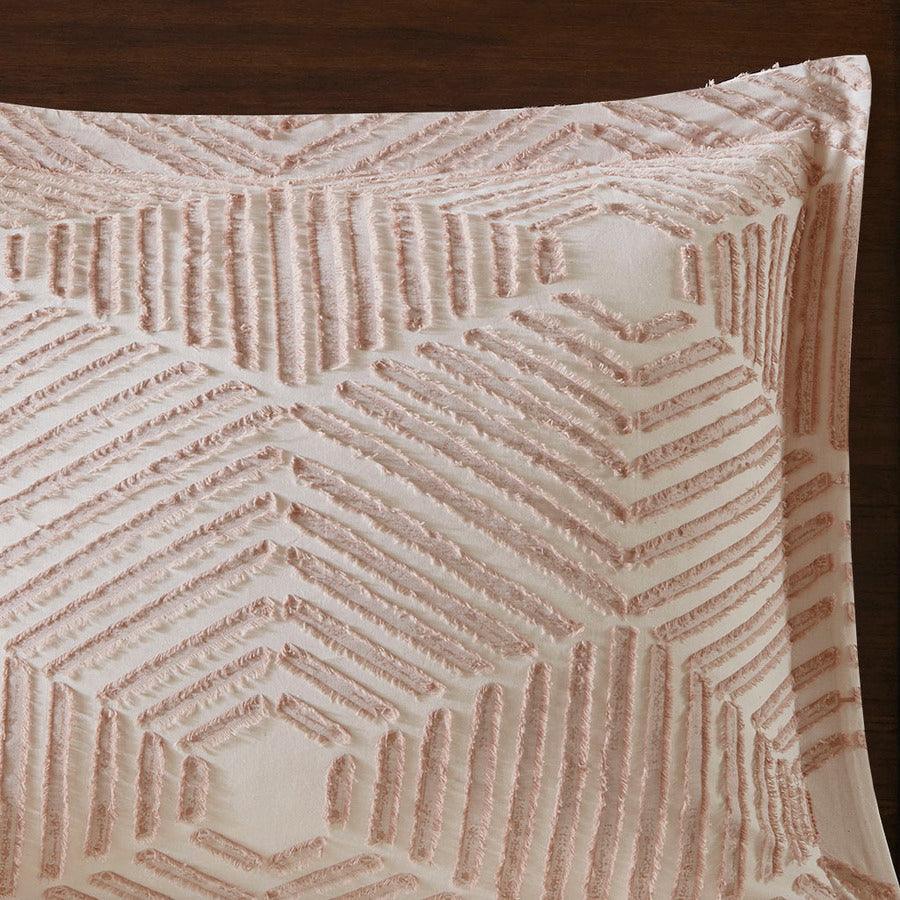 Olliix.com Duvet & Duvet Sets - Ellipse Full/Queen Cotton Jacquard Duvet Cover Set Blush