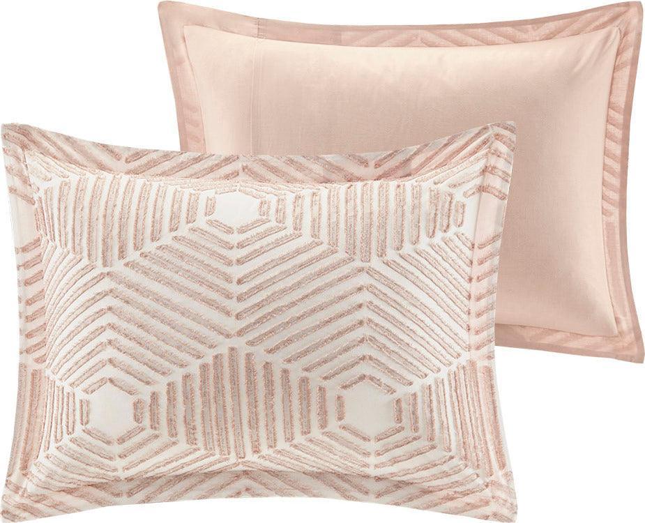 Olliix.com Duvet & Duvet Sets - Ellipse Full/Queen Cotton Jacquard Duvet Cover Set Blush