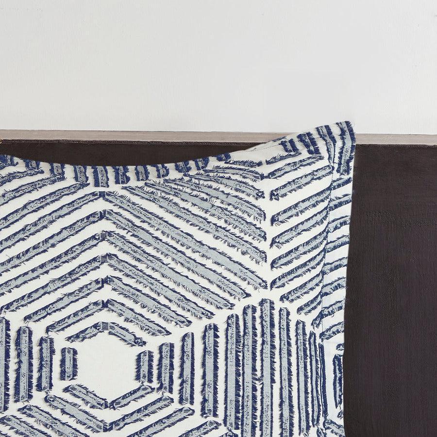 Olliix.com Duvet & Duvet Sets - Ellipse Full/Queen Cotton Jacquard Duvet Cover Set Navy