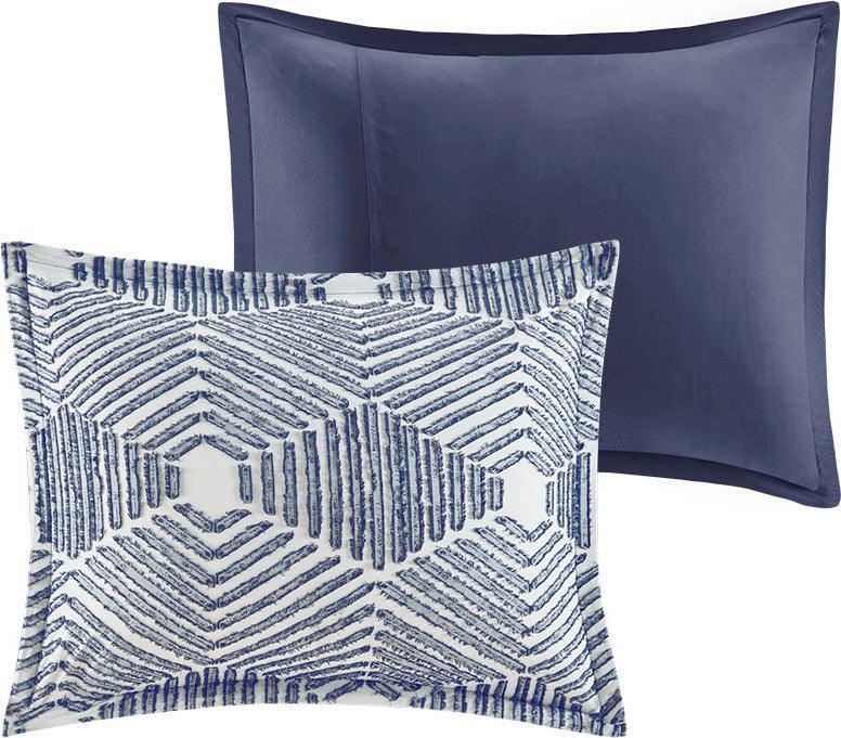 Olliix.com Duvet & Duvet Sets - Ellipse Full/Queen Cotton Jacquard Duvet Cover Set Navy