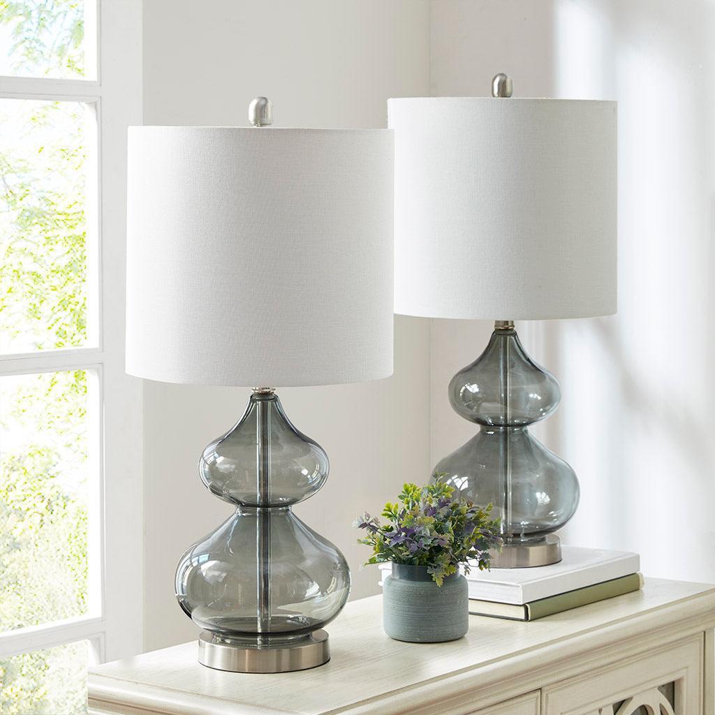 Olliix.com Table Lamps - Ellipse Table Lamp Gray (Set of 2)
