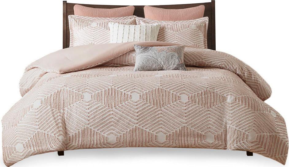 Olliix.com Comforters & Blankets - Ellipse Transitional Cotton Jacquard Comforter Set Blush King