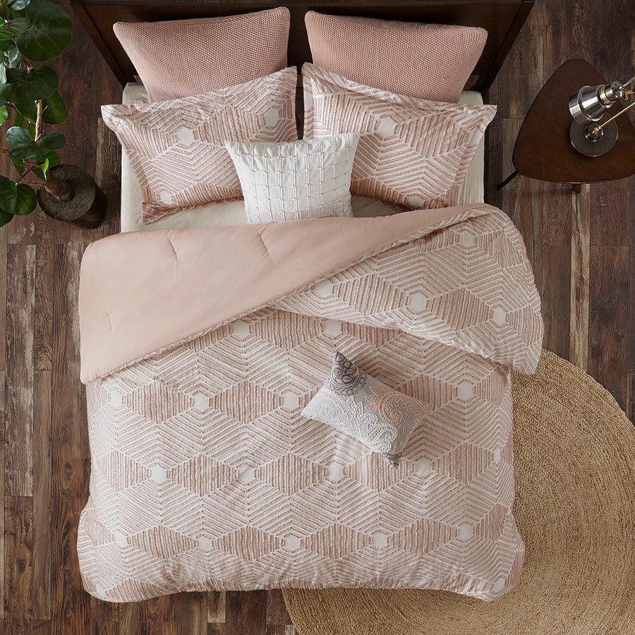 Olliix.com Comforters & Blankets - Ellipse Transitional Cotton Jacquard Comforter Set Blush King