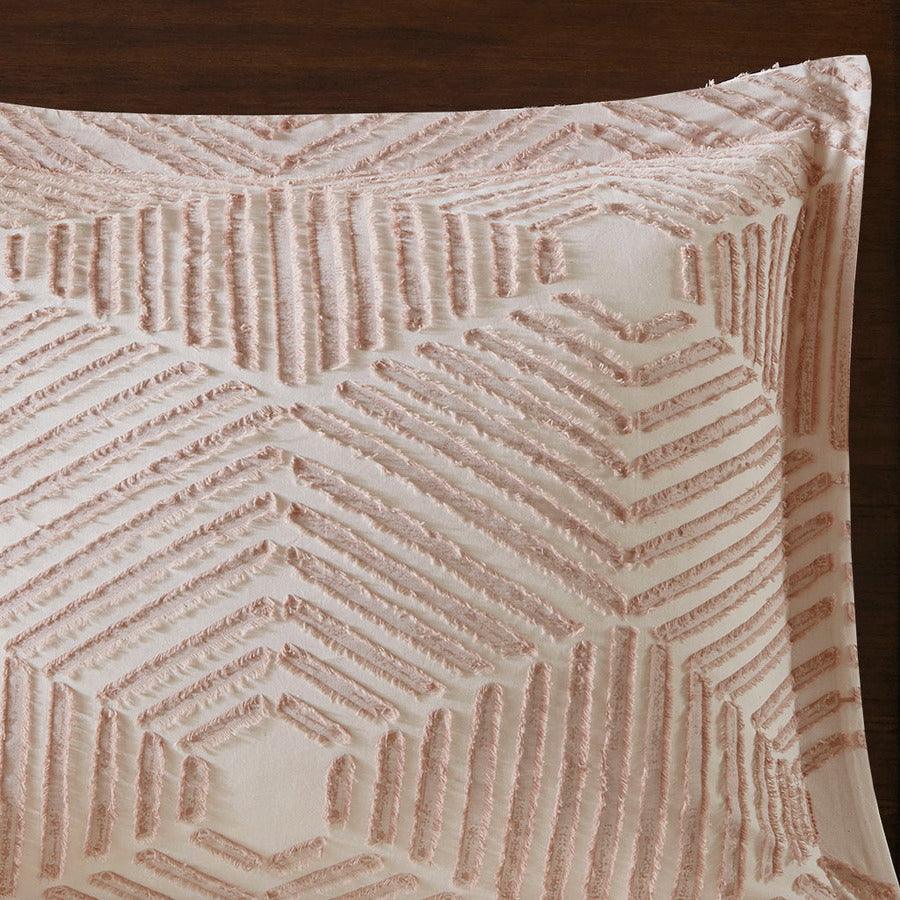 Olliix.com Comforters & Blankets - Ellipse Transitional Cotton Jacquard Comforter Set Blush King