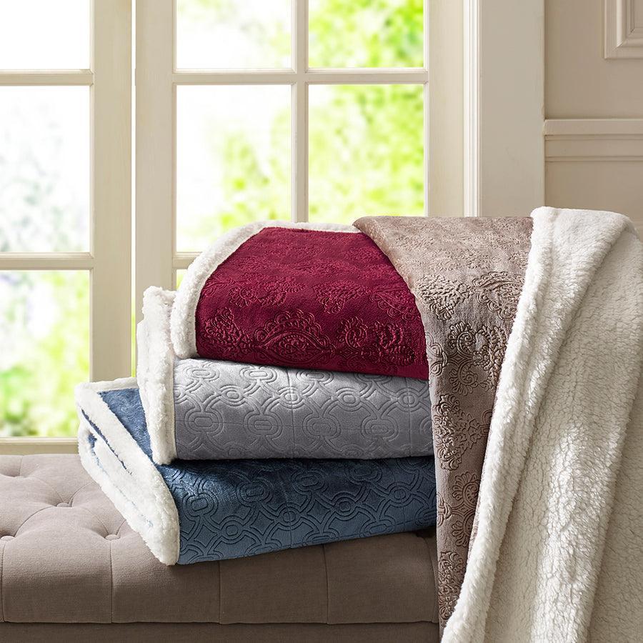 Olliix.com Pillows & Throws - Elma Traditional Oversized Textured Plush Throw 60x70" Tan