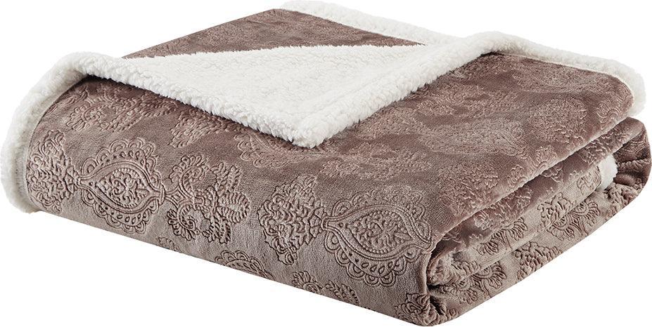 Olliix.com Pillows & Throws - Elma Traditional Oversized Textured Plush Throw 60x70" Tan
