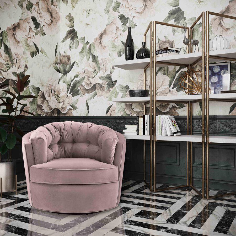 Tov Furniture Accent Chairs - Eloise Mauve Velvet Swivel Chair Mauve