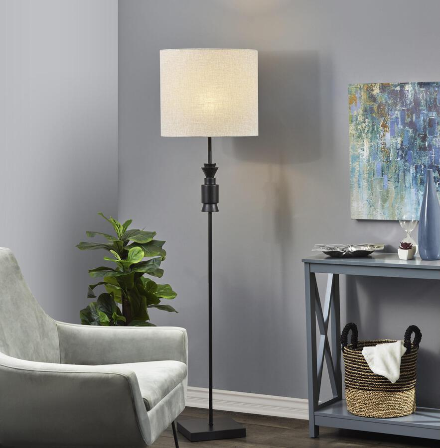 Adesso Floor Lamps - Elton Floor Lamp- Black