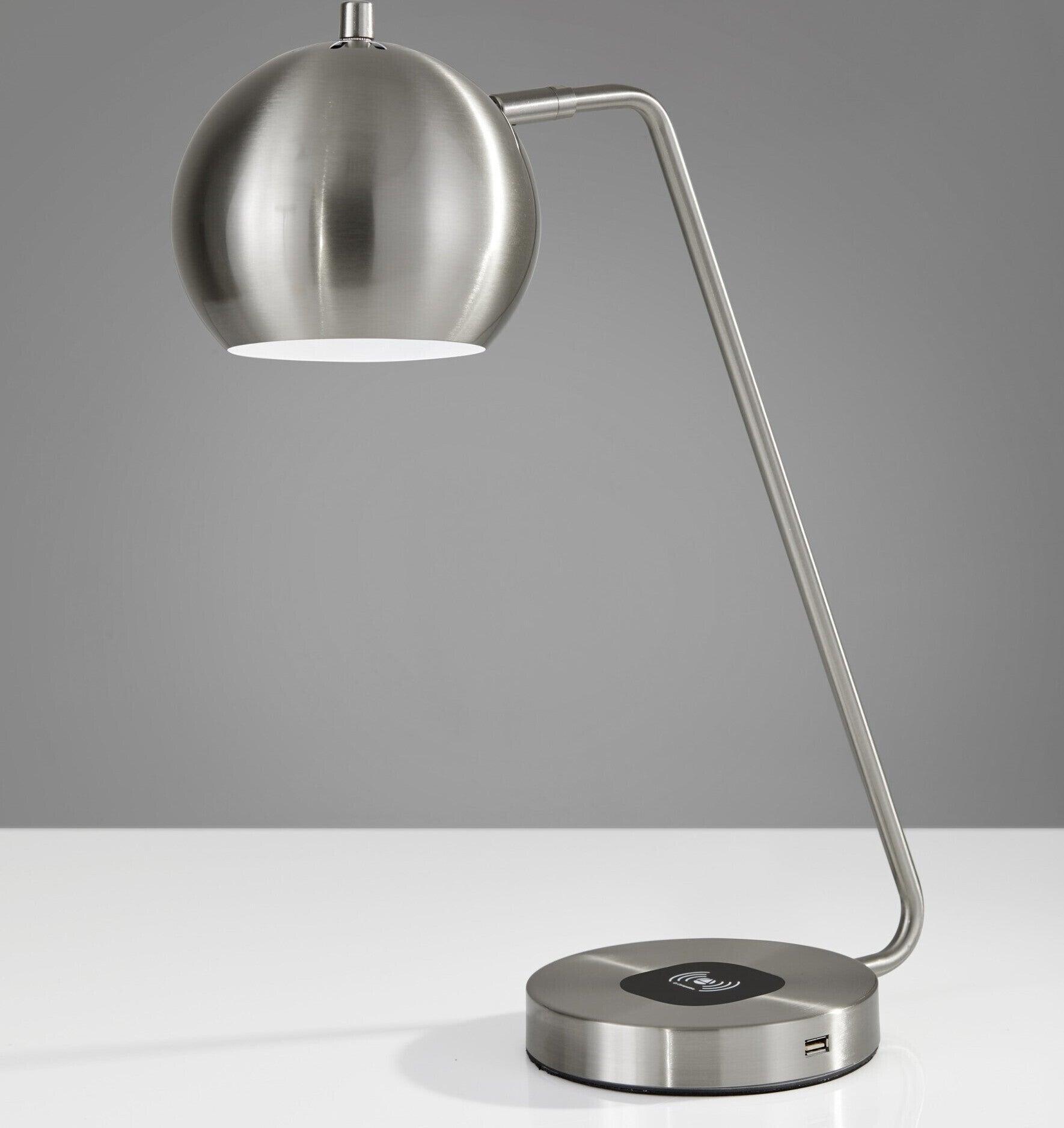 Adesso Desk Lamps - Emerson Charge Desk Lamp Brushed Steel