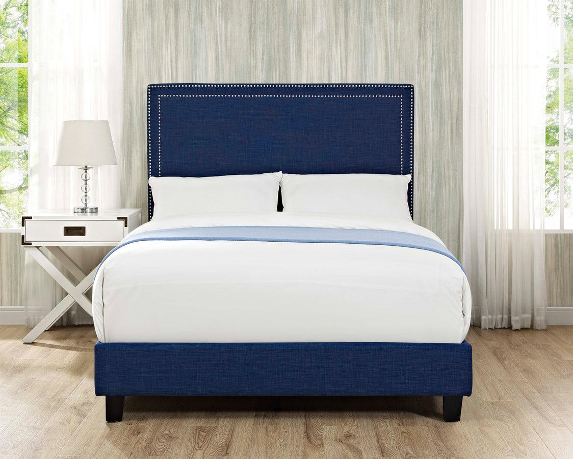 Elements Beds - Emery Upholstered Full Platform Bed Blue
